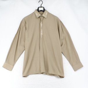 New Step Embroidery Button Down Long Sleeve Shirt